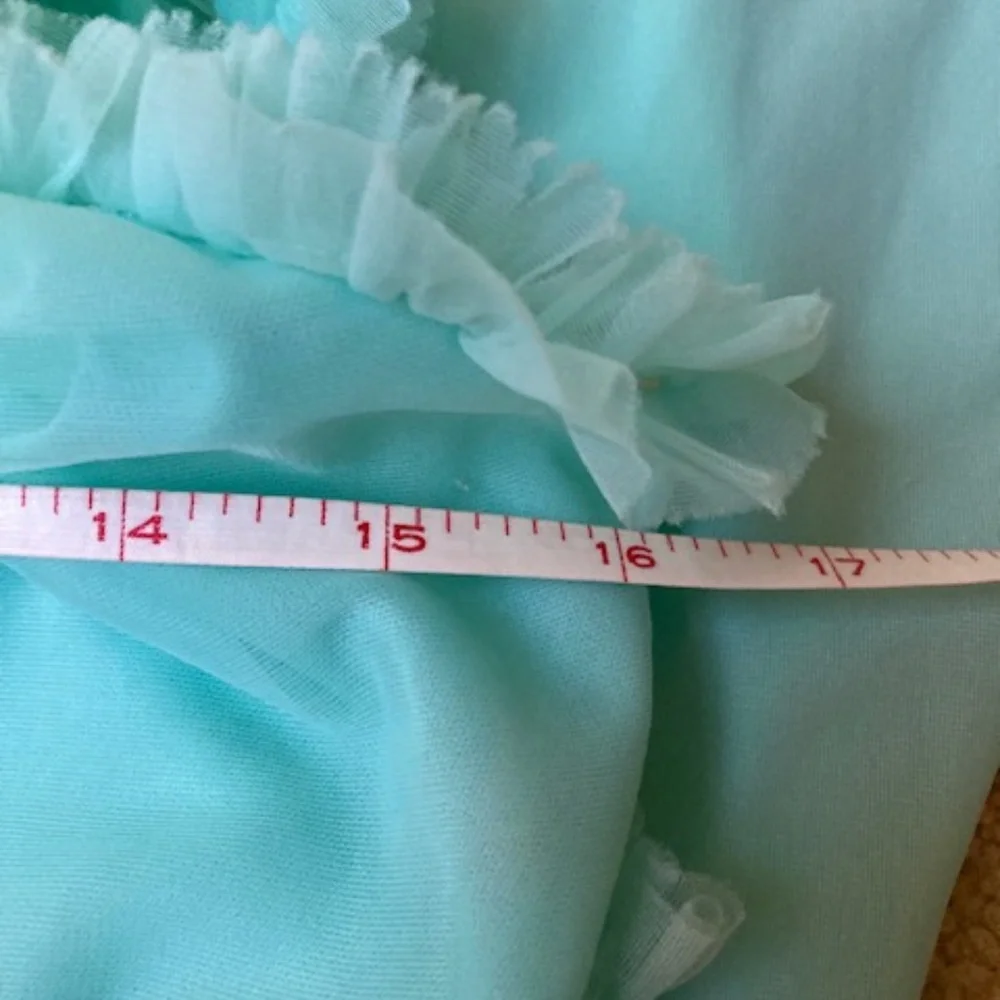 1950's Gotham Turquoise Nylon & Chiffon Nightie - Picture 11 of 13